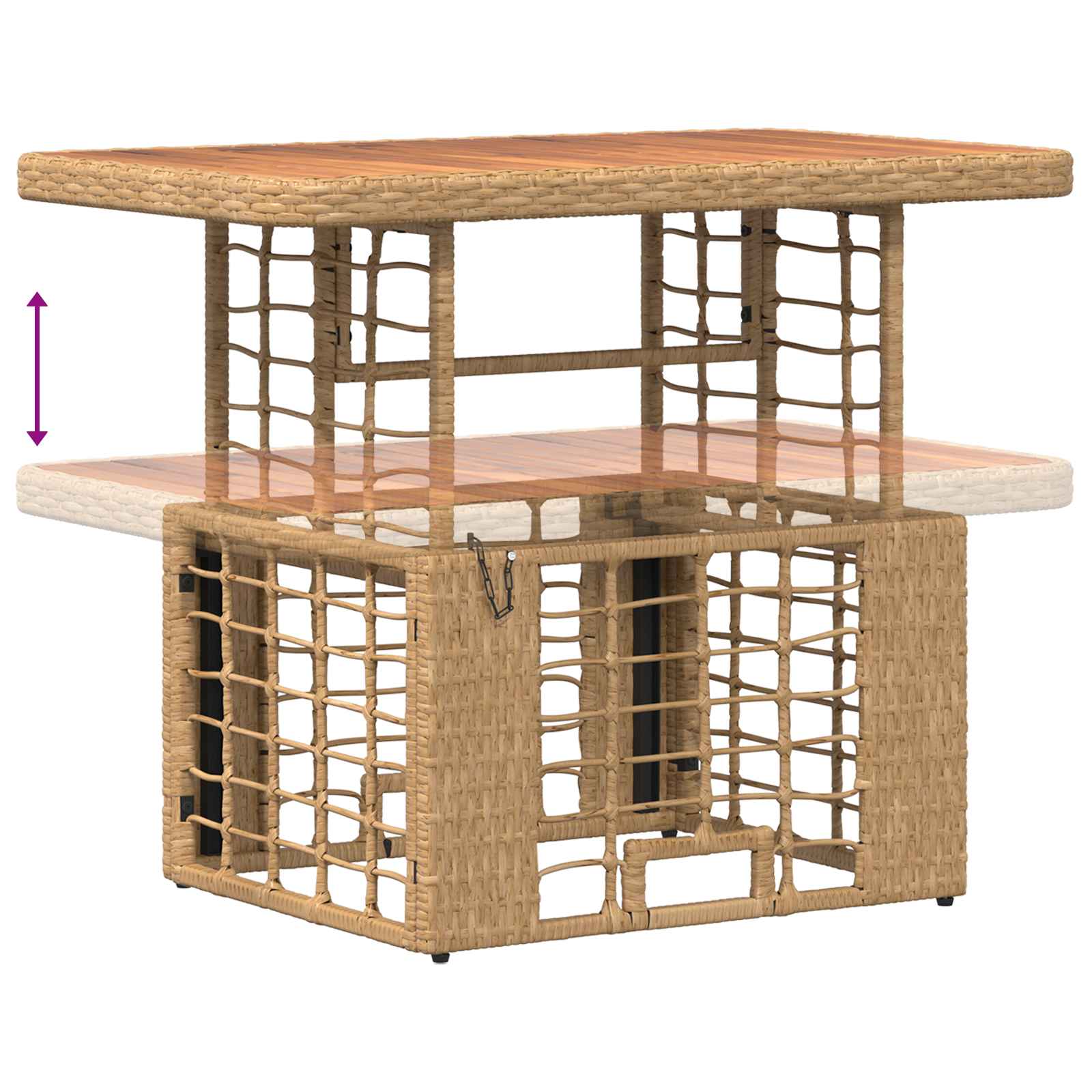 Set da Pranzo per Giardino con cuscino 3 pcs Naturale e Bianco | homemem39