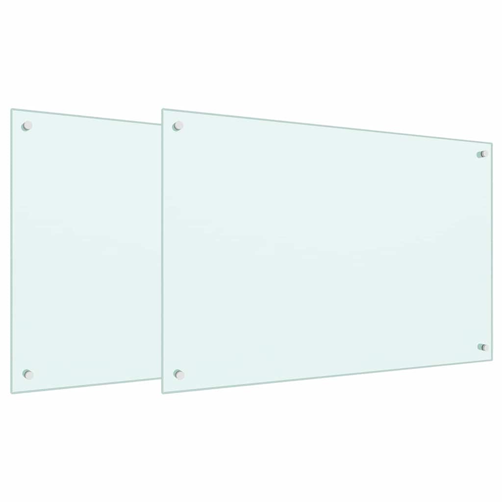 Schienale da cucina 2 pcs Bianco 90 x 60 cm vetro temperato | homemem39