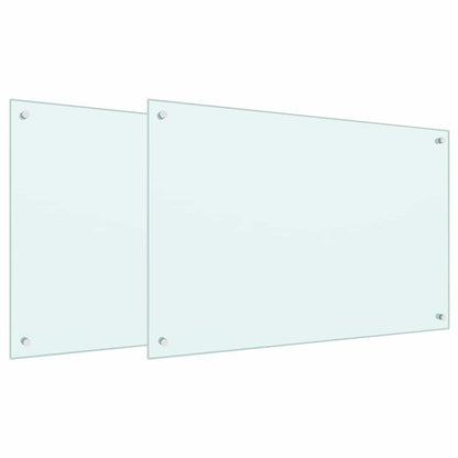 Schienale da cucina 2 pcs Bianco 90 x 60 cm vetro temperato | homemem39