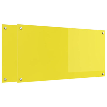 Rivestimento da Cucina 2 pcs Giallo 100 x 50 cm vetro temperato
