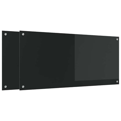 Rivestimento da Cucina 2 pcs Nero 110 x 50 cm vetro temperato