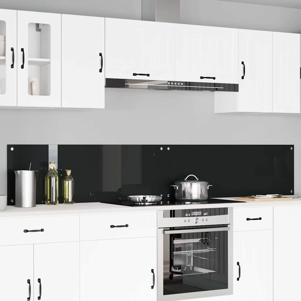 Rivestimento da Cucina 2 pcs Nero 120 x 40 cm vetro temperato