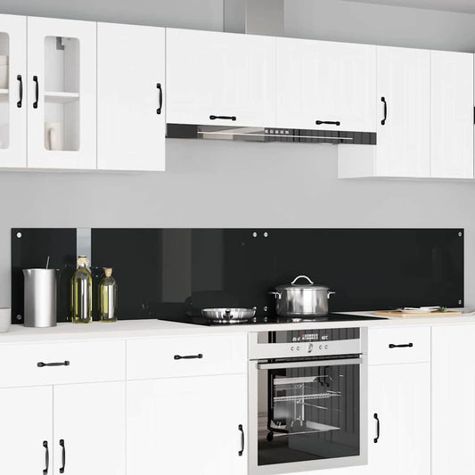 Rivestimento da Cucina 2 pcs Nero 120 x 40 cm vetro temperato
