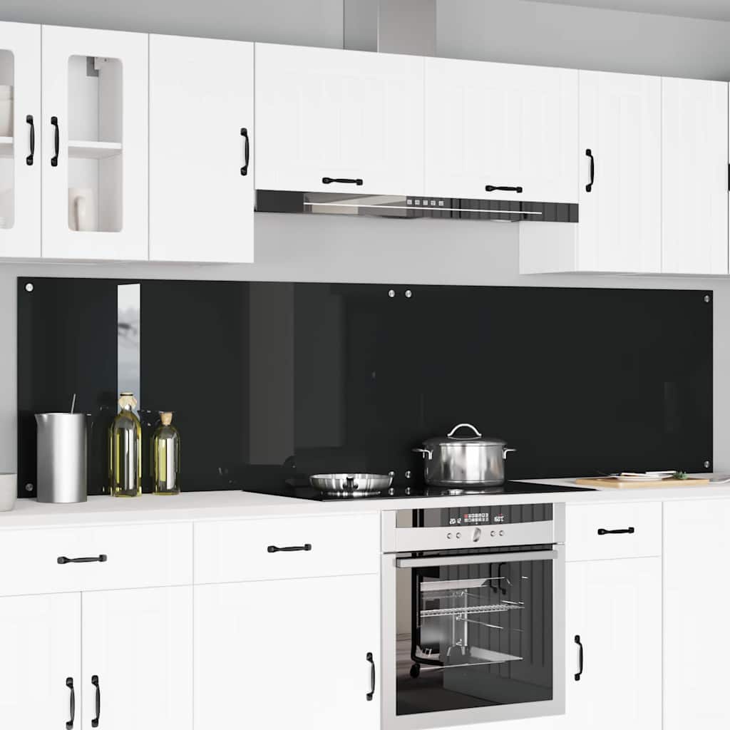 Schienale da cucina 2 pcs Nero 120 x 60 cm vetro temperato | homemem39