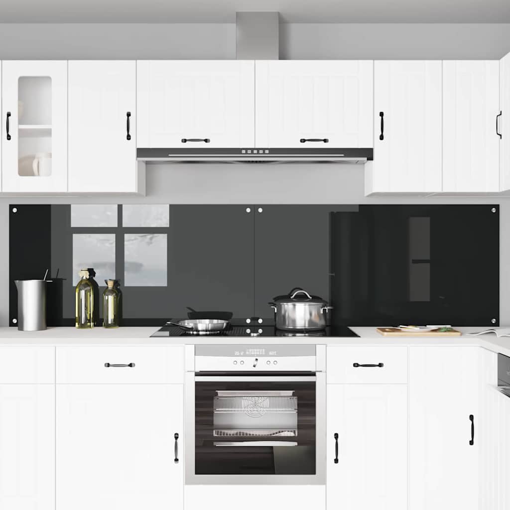 Schienale da cucina 2 pcs Nero 120 x 60 cm vetro temperato | homemem39