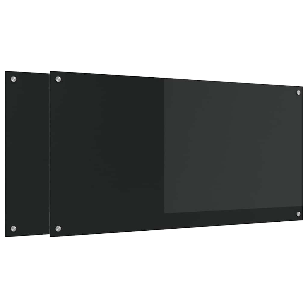 Schienale da cucina 2 pcs Nero 120 x 60 cm vetro temperato | homemem39