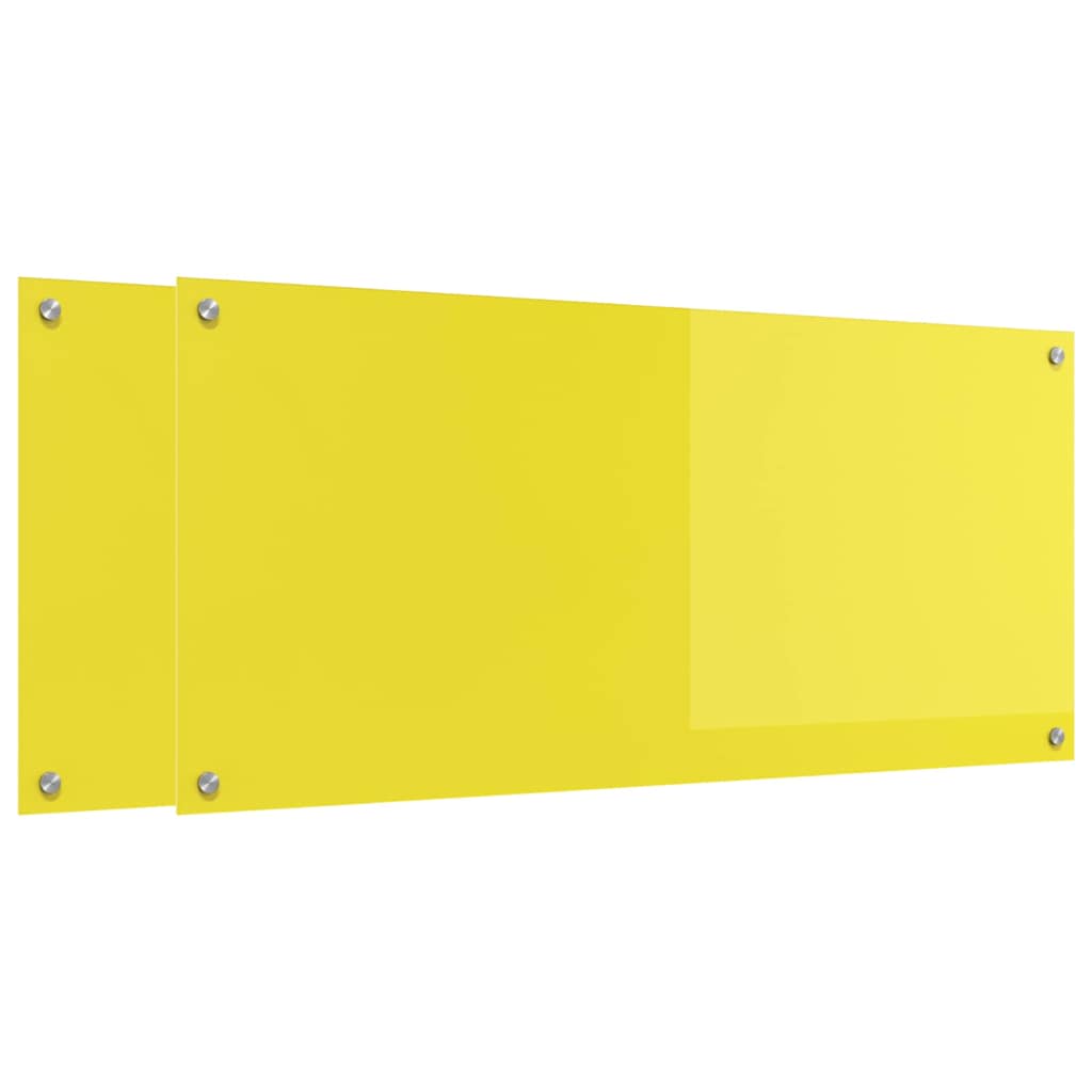 Rivestimento da Cucina 2 pcs Giallo 110 x 50 cm vetro temperato