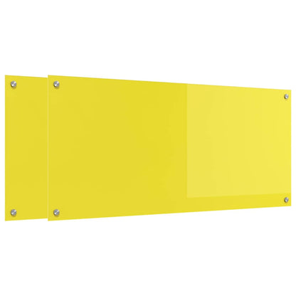 Rivestimento da Cucina 2 pcs Giallo 110 x 50 cm vetro temperato