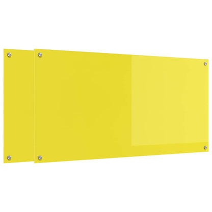 Rivestimento da Cucina 2 pcs Giallo 120 x 60 cm vetro temperato
