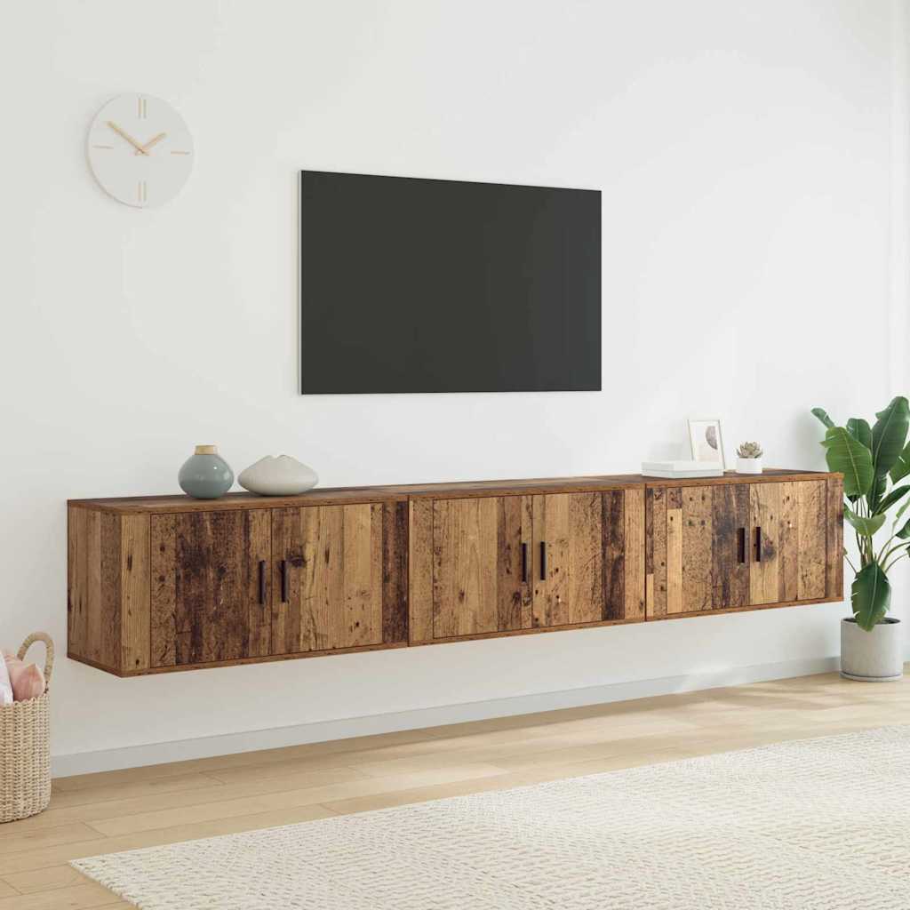Set Mobile TV da Parete 3 pz Legno vecchio Legno ingegnerizzato