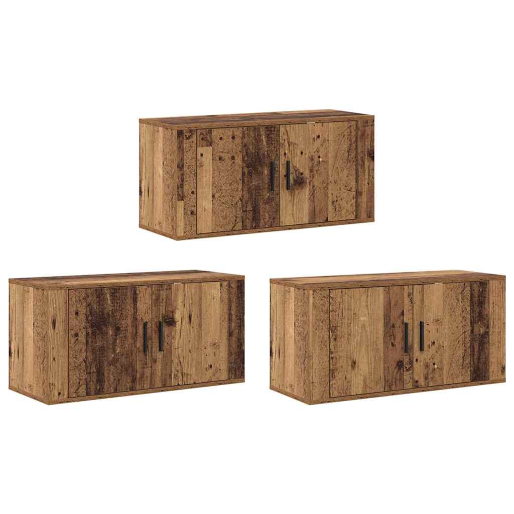 Set Mobile TV da Parete 3 pz Legno vecchio Legno ingegnerizzato
