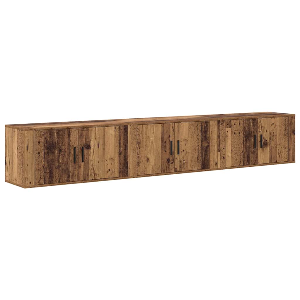 Set Mobile TV da Parete 3 pcs Legno vecchio 80 x 34,5 x 40 cm