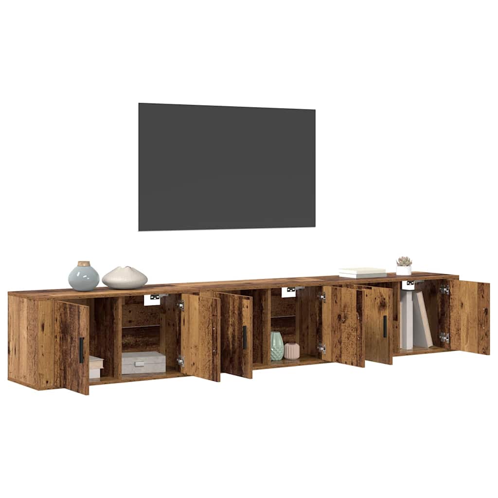 Set Mobile TV da Parete 3 pz Legno vecchio Legno ingegnerizzato