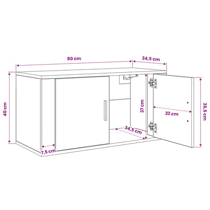 Set Mobile TV da Parete 3 pcs Legno vecchio 80 x 34,5 x 40 cm