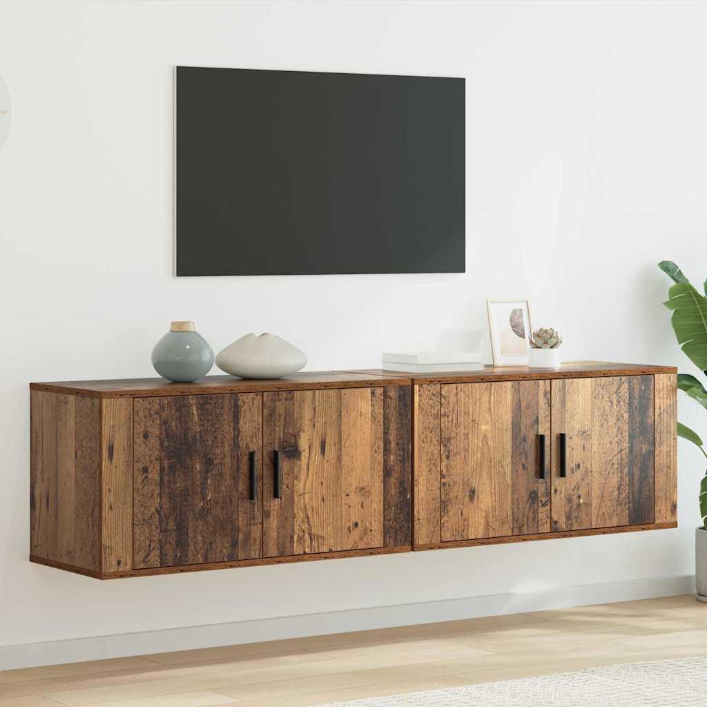 Set Mobile TV da Parete 2 pz Legno vecchio Legno ingegnerizzato