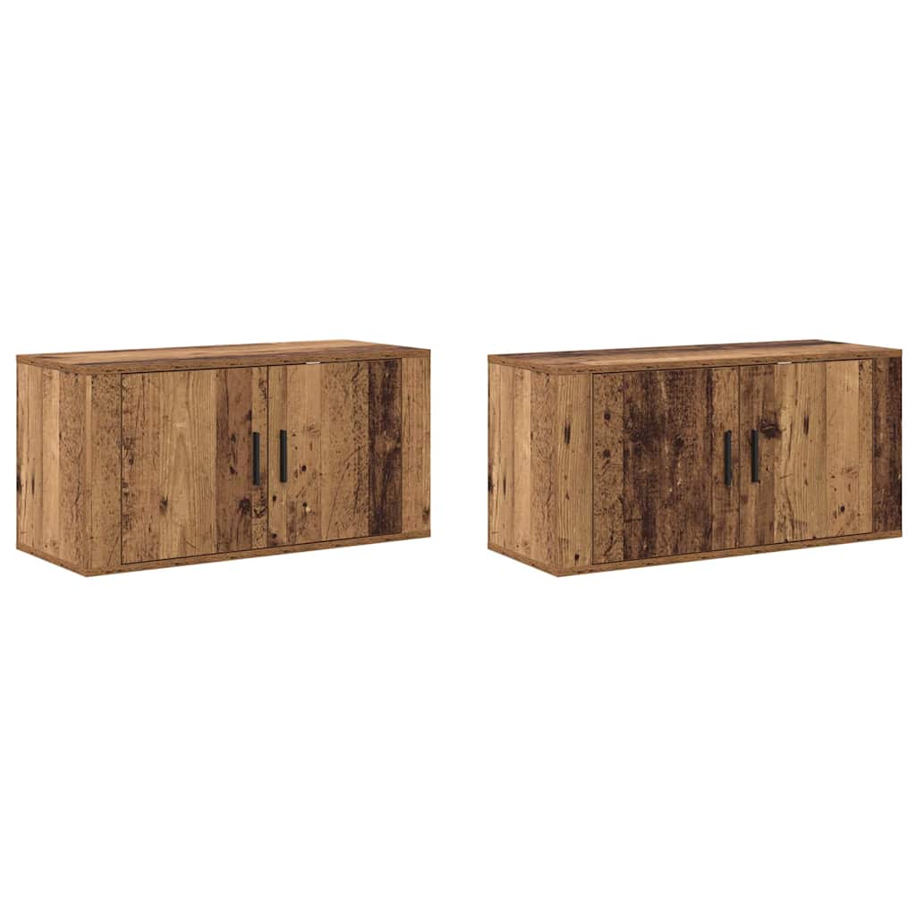 Set Mobile TV da Parete 2 pcs Legno vecchio 80 x 34,5 x 40 cm
