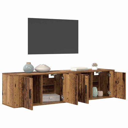 Set Mobile TV da Parete 2 pz Legno vecchio Legno ingegnerizzato