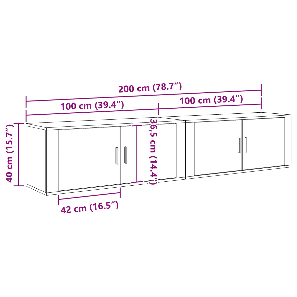 Set Mobile TV da Parete 2 pz Legno vecchio Legno ingegnerizzato | homemem39