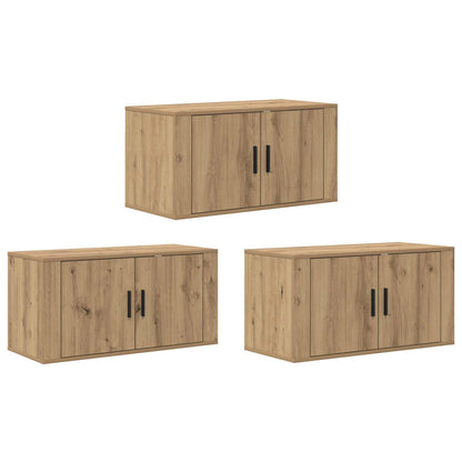 Set Mobile TV da Parete 3 pz Rovere artigianale