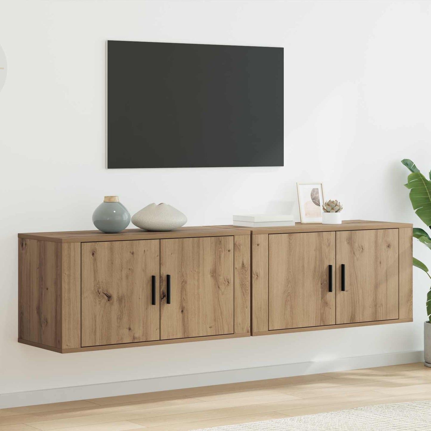 Set Mobile TV da Parete 2 pz Rovere artigianale