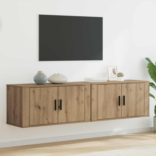 Set Mobile TV da Parete 2 pz Rovere artigianale