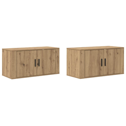 Set Mobile TV da Parete 2 pz Rovere artigianale