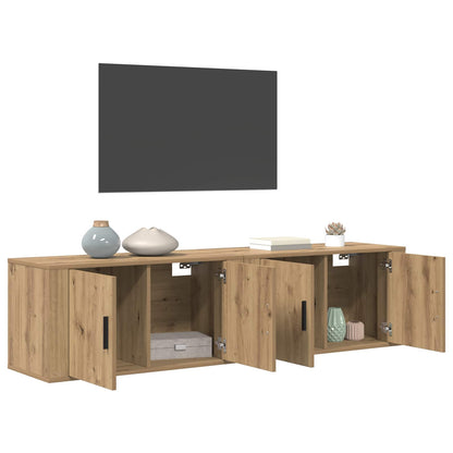 Set Mobile TV da Parete 2 pz Rovere artigianale