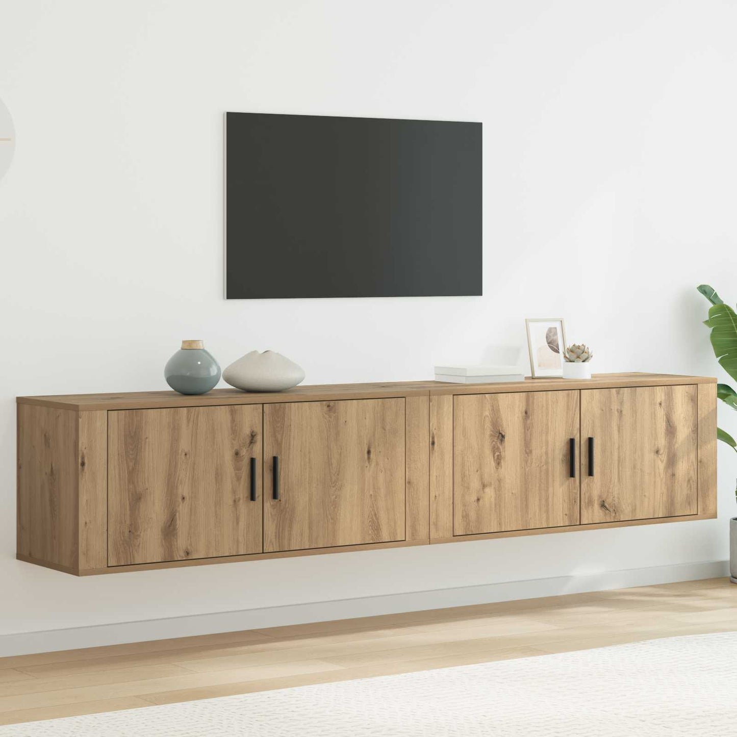 Set Mobile TV da Parete 2 pz Rovere artigianale