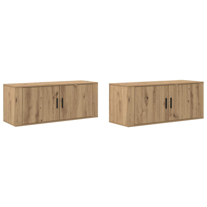 Set Mobile TV da Parete 2 pz Rovere artigianale