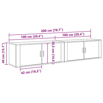 Set Mobile TV da Parete 2 pcs Rovere artigianale