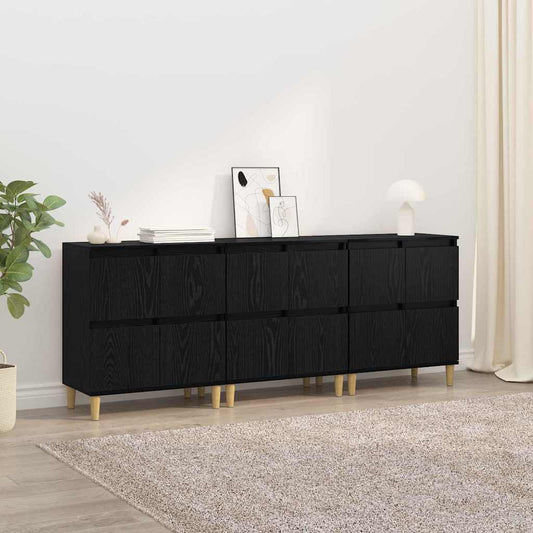 Sideboards 3 pcs Rovere Nero 60 x 35 x 70 cm Legno multistrato