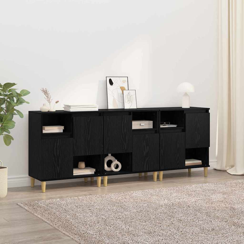 Sideboards 3 pcs Rovere Nero 60 x 35 x 70 cm Legno multistrato