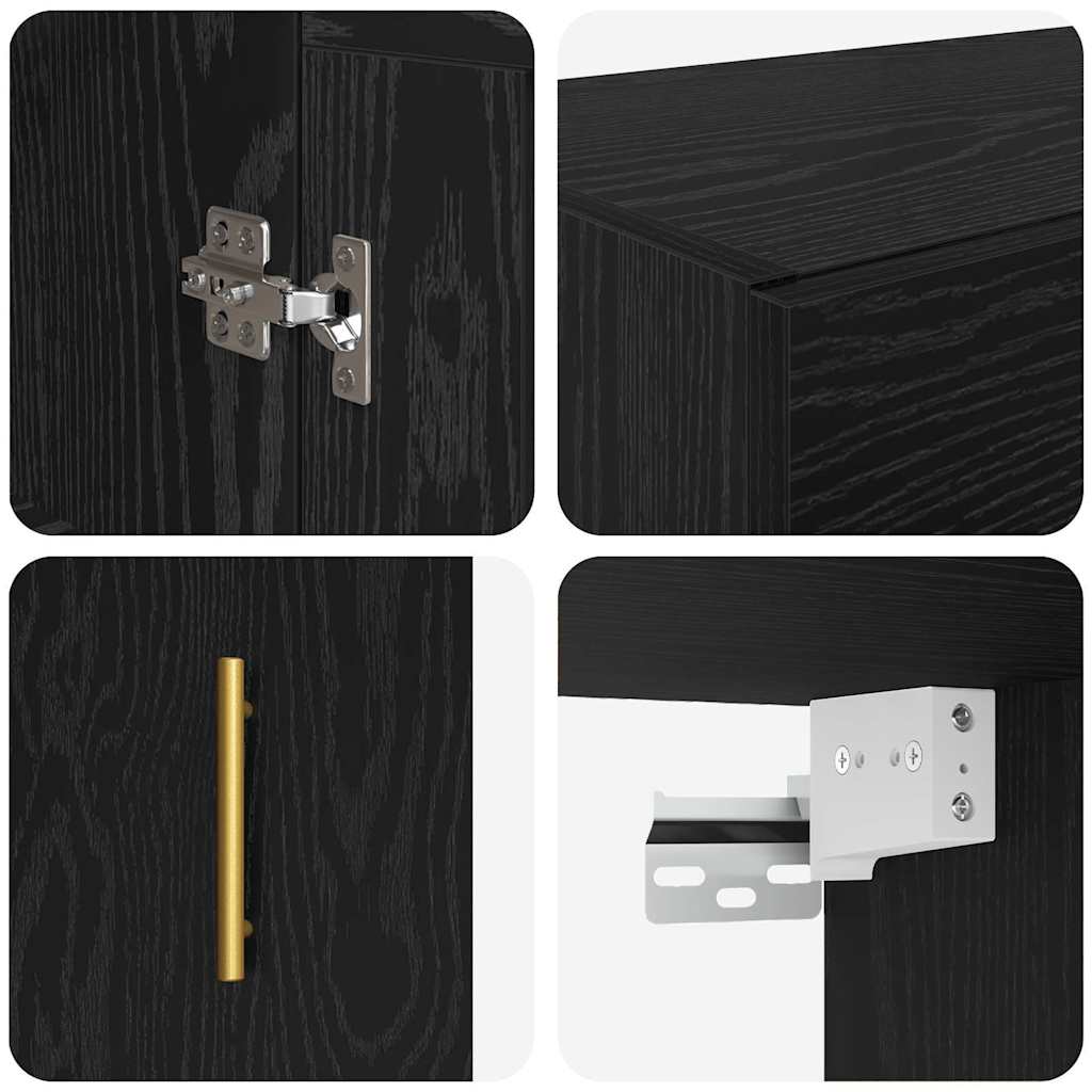 Armadietti a Muro 2 pcs Rovere Nero 69,5 x 34 x 90 cm