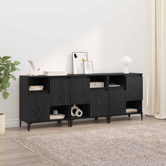 Sideboards 3 pcs Rovere Nero 60 x 35 x 70 cm Legno multistrato