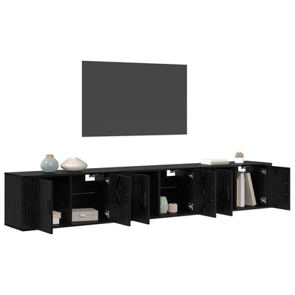Set Mobile TV da Parete 3 pcs Rovere Nero 80 x 34,5 x 40 cm