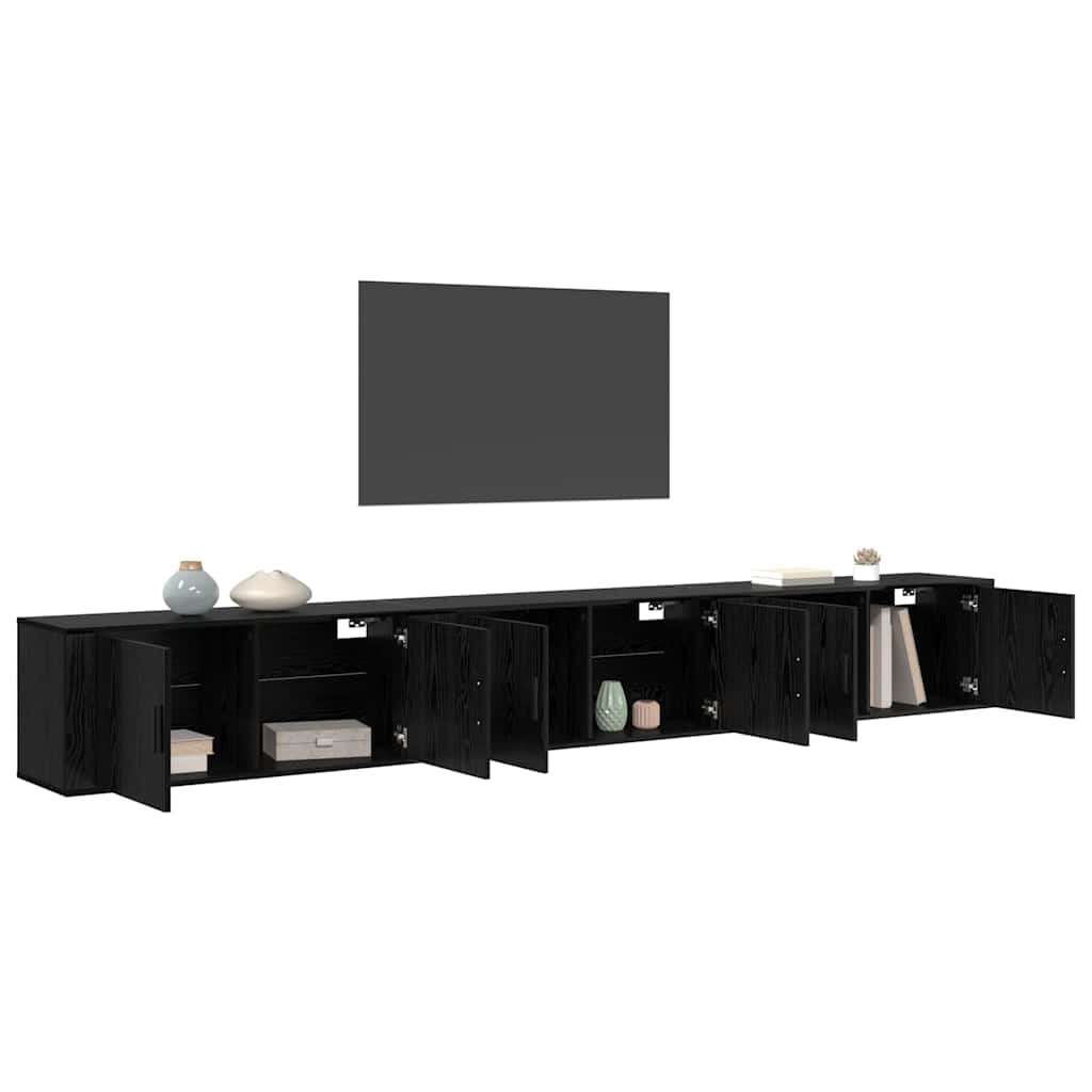 Set Mobile TV da Parete 3 pcs Rovere Nero 100 x 34,5 x 40 cm