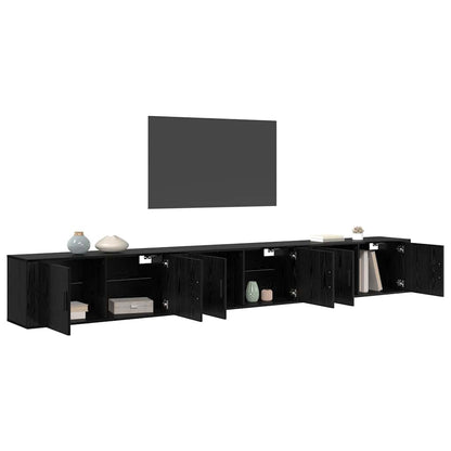 Set Mobile TV da Parete 3 pcs Rovere Nero 100 x 34,5 x 40 cm