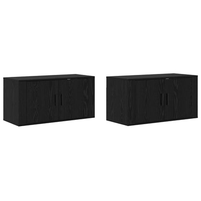 Set Mobile TV da Parete 2 pcs Rovere Nero 80 x 34,5 x 40 cm