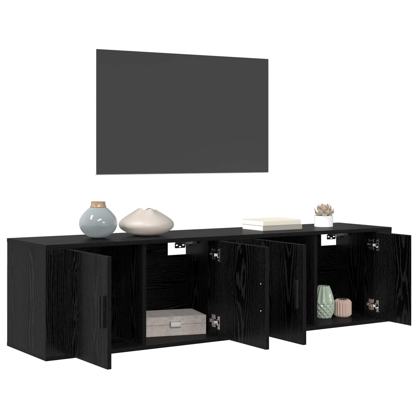 Set Mobile TV da Parete 2 pcs Rovere Nero 80 x 34,5 x 40 cm