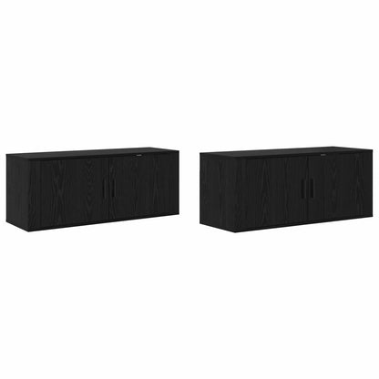 Set Mobile TV da Parete 2 pcs Rovere Nero 100 x 34,5 x 40 cm
