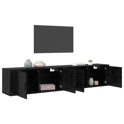 Set Mobile TV da Parete 2 pcs Rovere Nero 100 x 34,5 x 40 cm