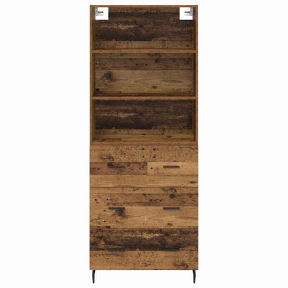 Credenza 2 pcs Legno vecchio Legno Stratificato e Vetro