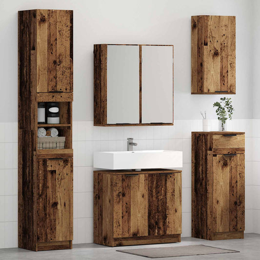Set di mobili per il bagno con cassetto 5 pcs Legno vecchio