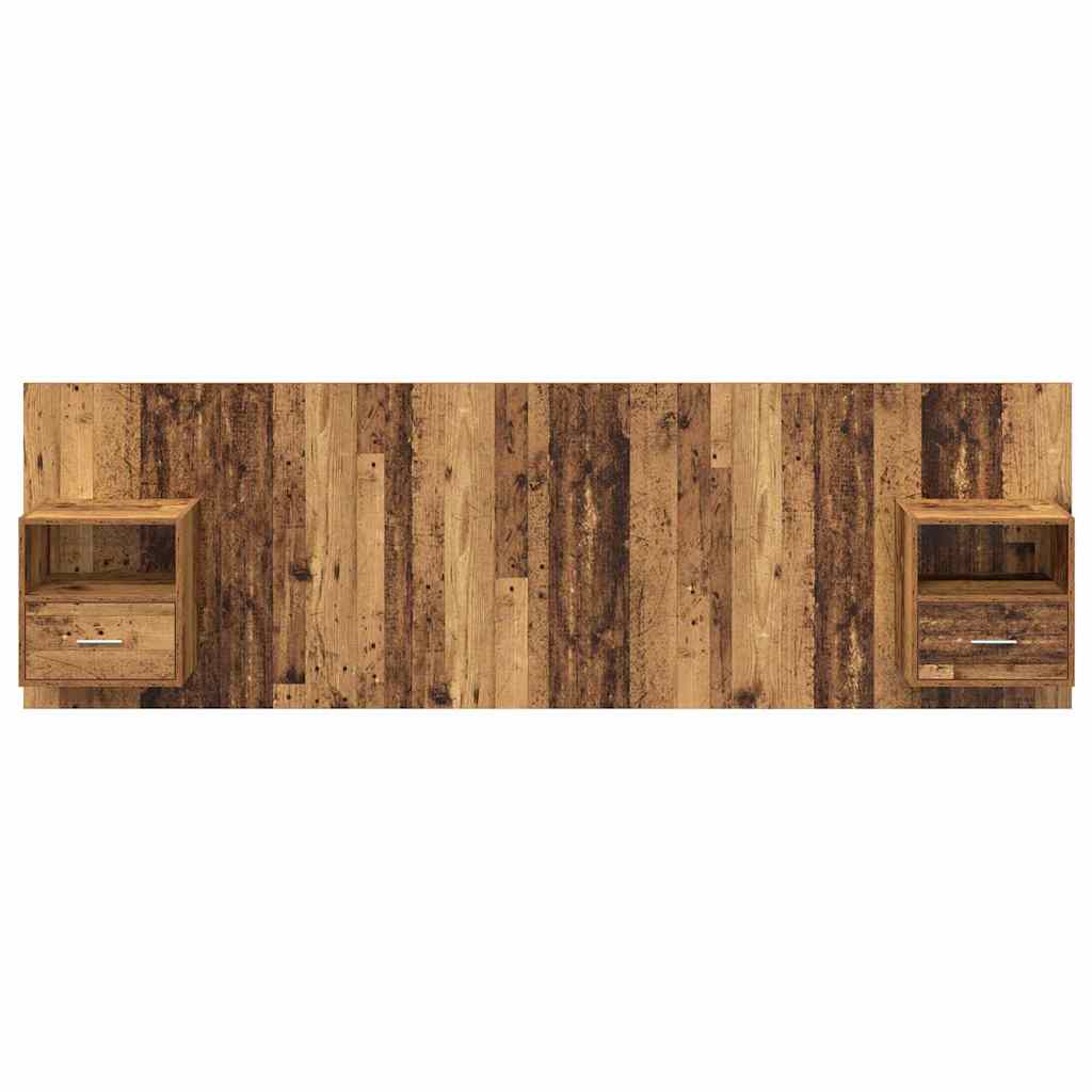 Testata con Comodino 3 pcs Legno vecchio Legno multistrato