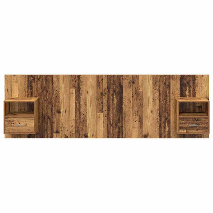 Testata con Comodino 3 pcs Legno vecchio Legno multistrato