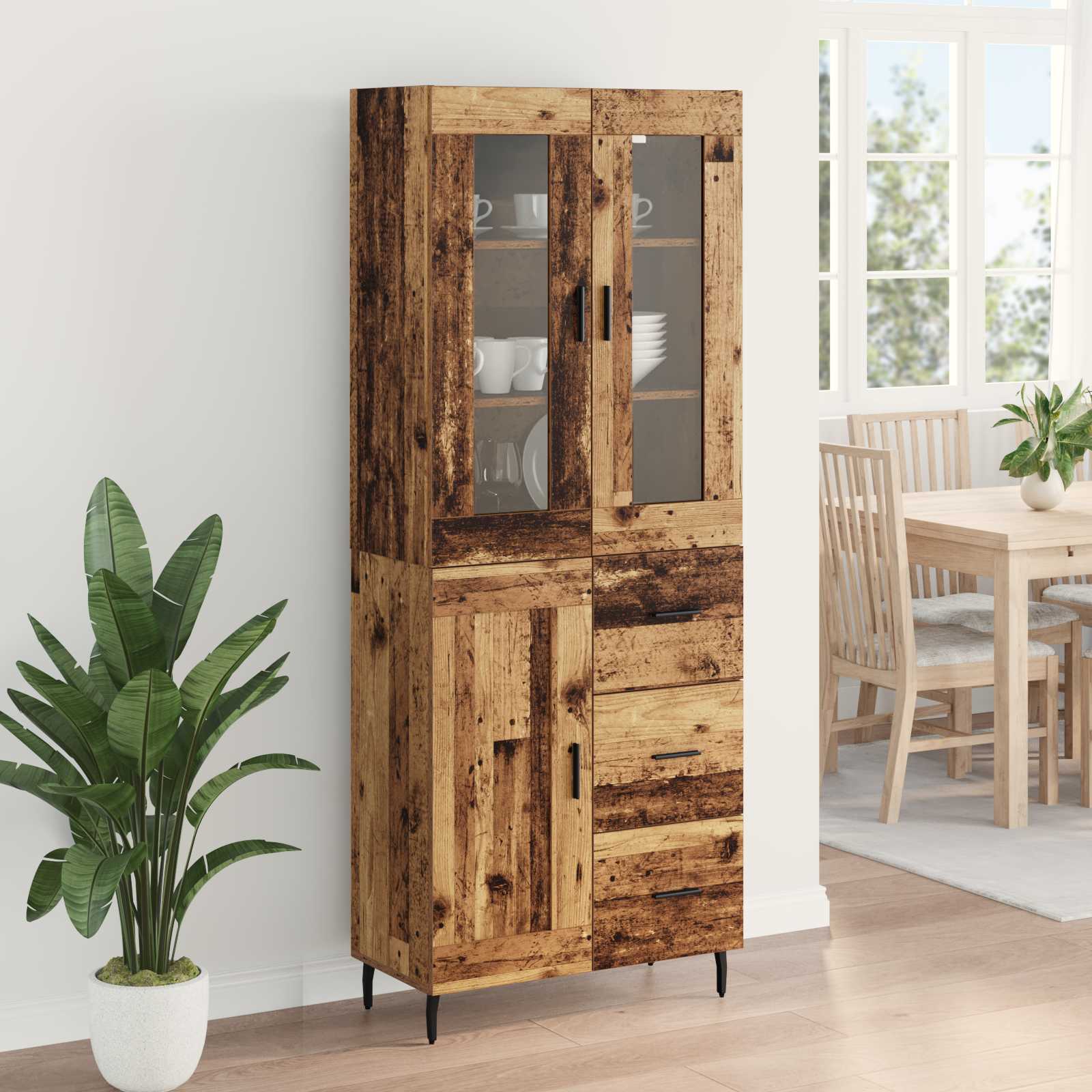 Credenza con cassetto 2 pcs Legno vecchio Legno multistrato | homemem39