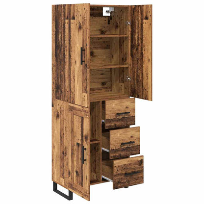 Credenza 2 pcs Legno vecchio Legno Stratificato e Vetro