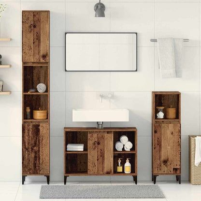 Set di mobili per il bagno con lo scaffale 3 pcs Legno vecchio | homemem39