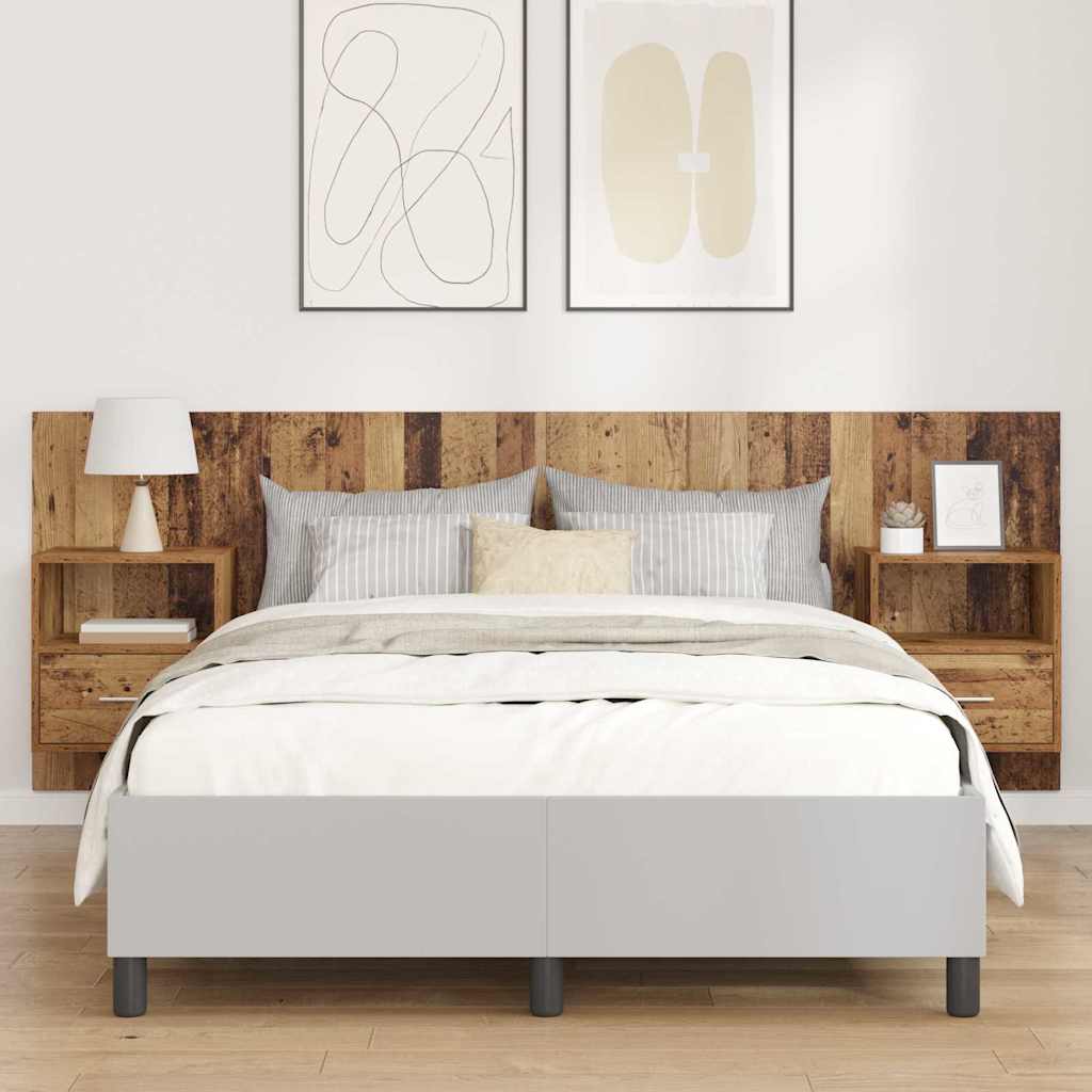 Testata con Comodino 3 pcs Legno vecchio Legno multistrato