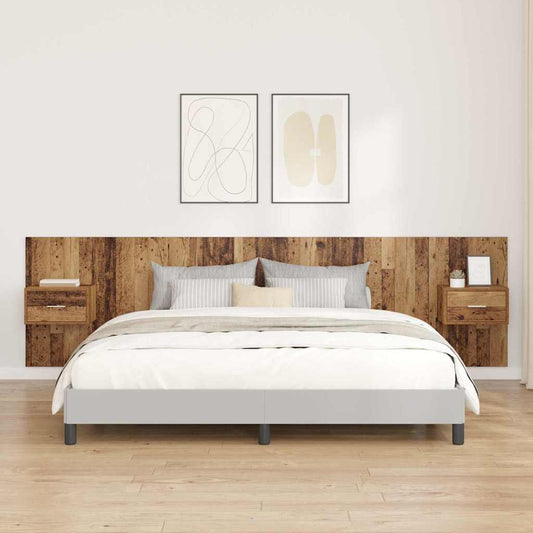 Testata con Comodino 3 pcs Legno vecchio Legno multistrato